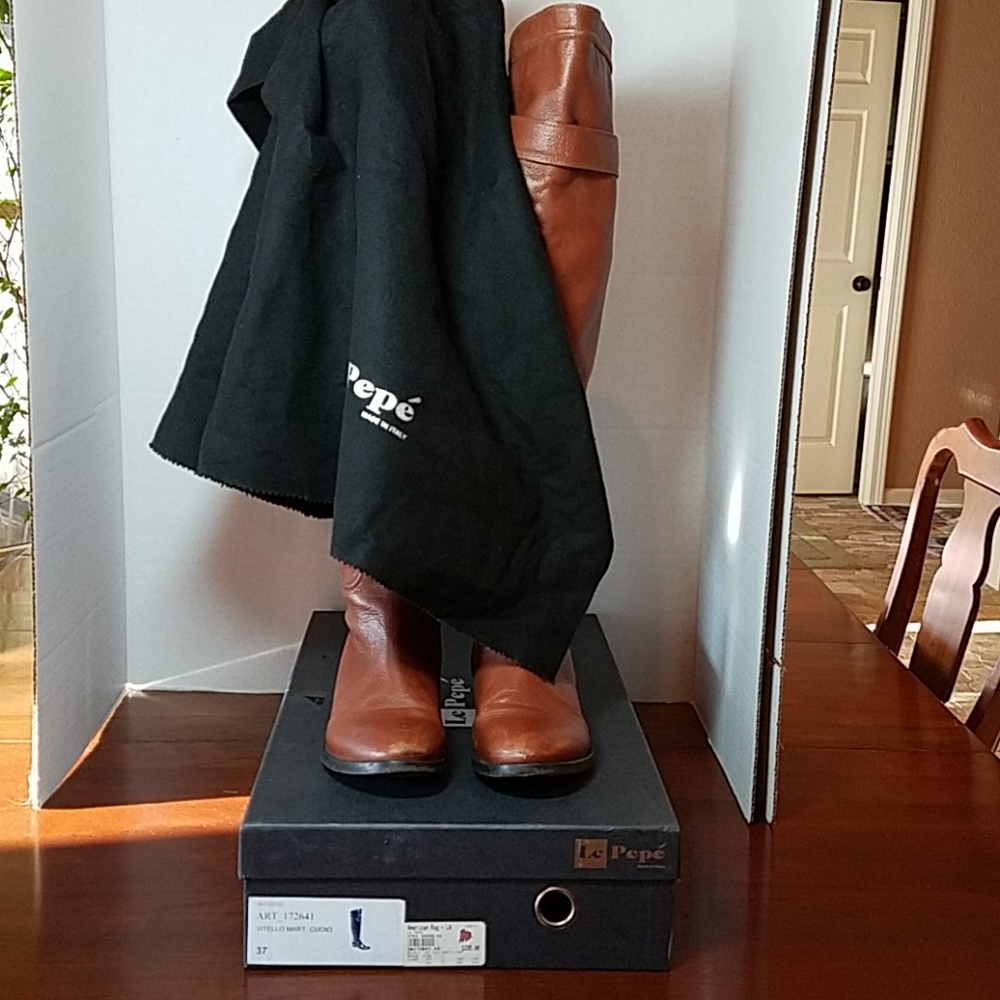 Le Pepe Buckle Top Tall Leather Boots - Picture 8 of 12